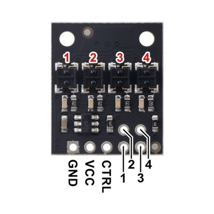 QTRX-HD-04RC Reflectance Sensor Array: 4-Channel, 4mm Pitch, RC Output, Low Current