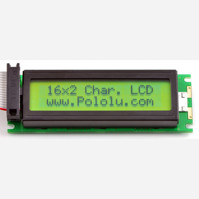 16x2 Character LCD with LED Backlight (Parallel Interface), Black on Green