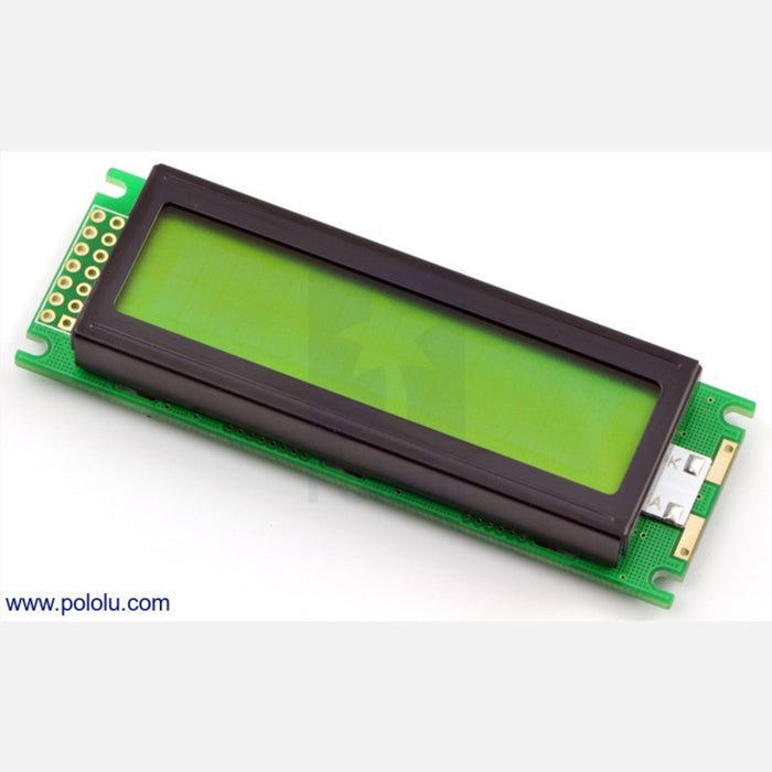 16x2 Character LCD with LED Backlight (Parallel Interface), Black on Green