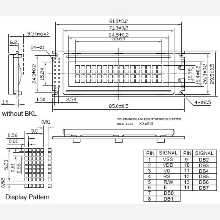 16x2 Character LCD (Parallel Interface)