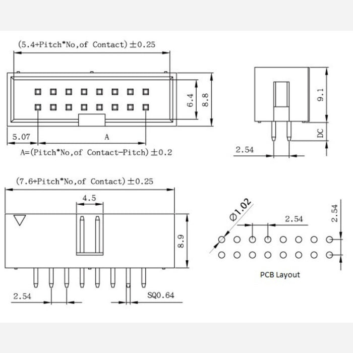 Shrouded Box Header: 2×3-Pin, 0.100" (2.54 mm) Male