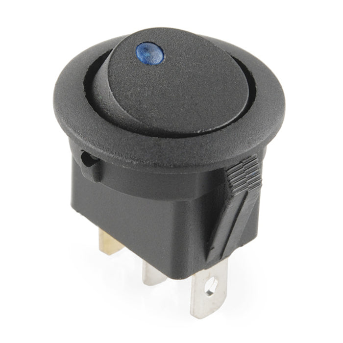 Rocker Switch - Round w/ Blue LED