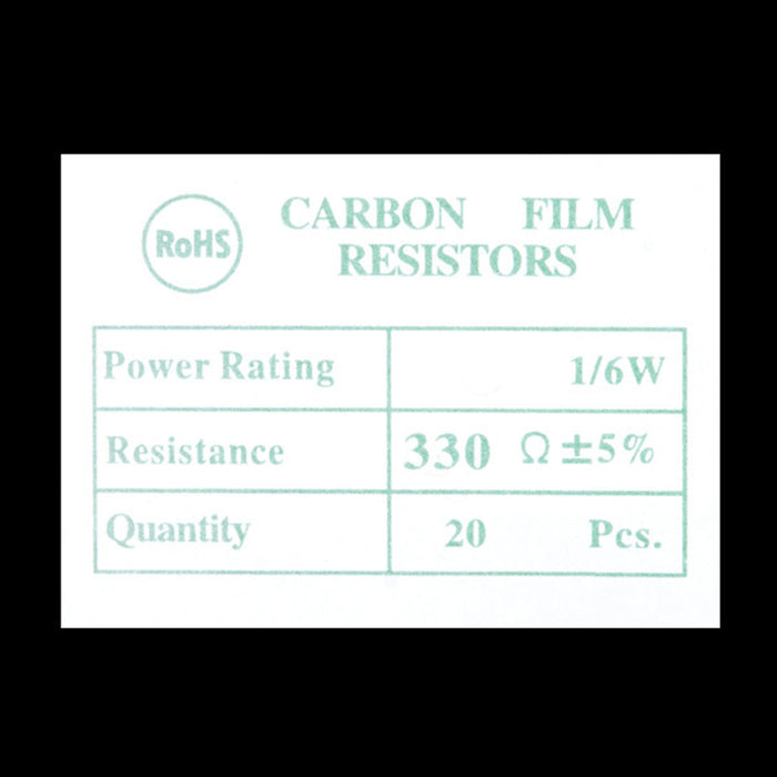 Resistor 330 Ohm 1/6 Watt PTH - 20 pack