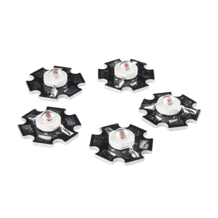 LED - 3W Aluminum PCB (5 Pack, Red)