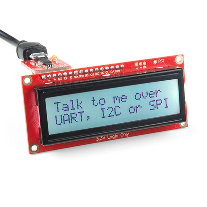 SparkFun 16x2 SerLCD - Black on RGB 3.3V