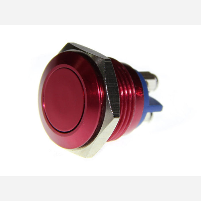 16mm Anti-vandal Metal Push Button - Crimson Red