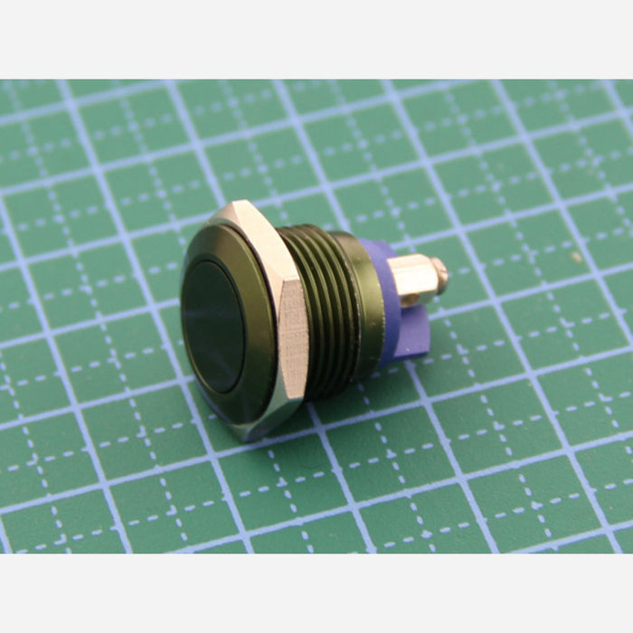 16mm Anti-vandal Metal Push Button - Dark Green