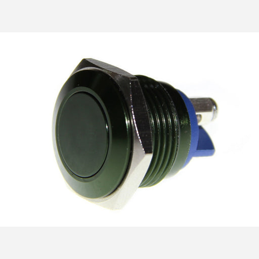 16mm Anti-vandal Metal Push Button - Dark Green