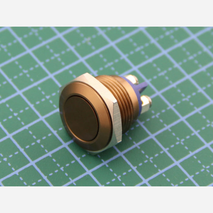 16mm Anti-vandal Metal Push Button - Chocolate Brow