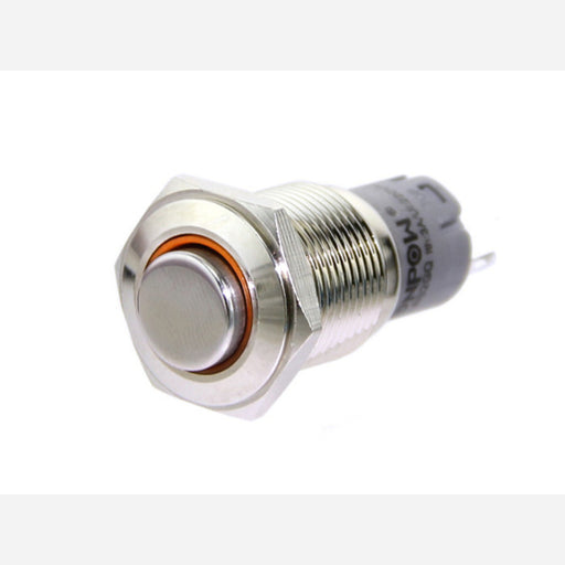 16mm Momentary Metal Illuminated Push Button - Orange LED