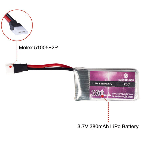 3.7V 380mAh 25C Mini LiPo Rechargeable Battery