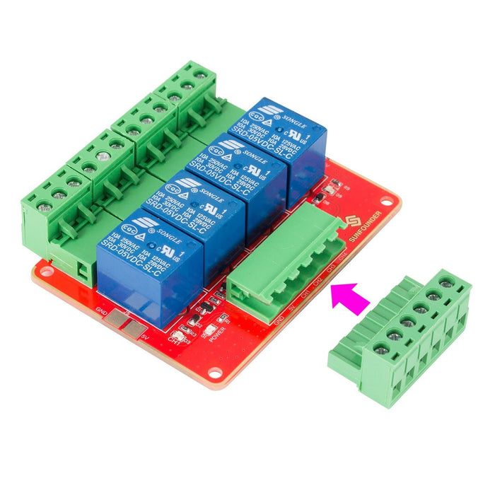 4-Channel DC5V Relay Module with High Level Trigger Expansion Board