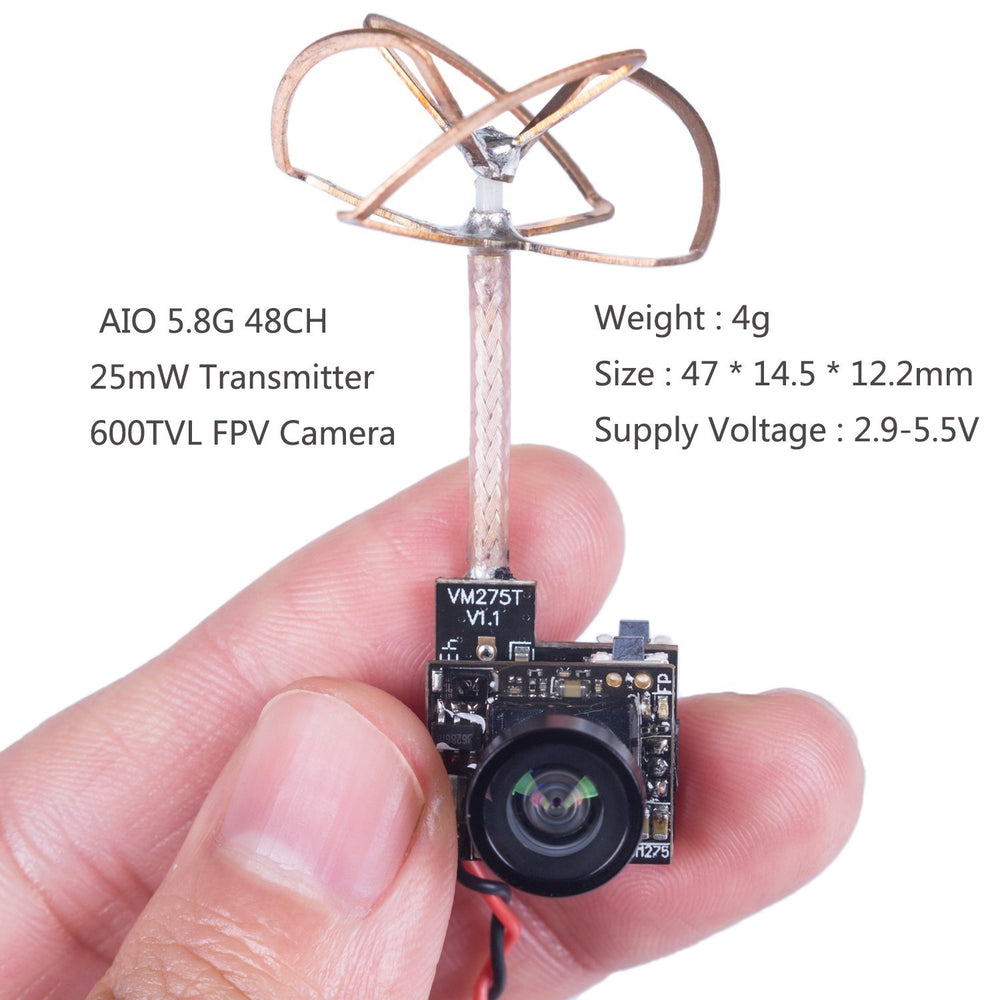 SunFounder SF-C02 Micro FPV Camera with 5.8G 48CH 25mW Transmitter and Clover Leaf Antenna