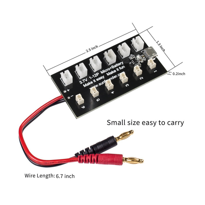 3.7V 1-12P Micro + Battery Micro USB Port/Male 4mm Banana Plug Multiple Micro Lipo Batteries Charging Board Ultra Micro JST-PH Charger Module