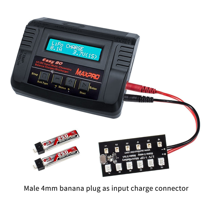 3.7V 1-12P Micro + Battery Micro USB Port/Male 4mm Banana Plug Multiple Micro Lipo Batteries Charging Board Ultra Micro JST-PH Charger Module