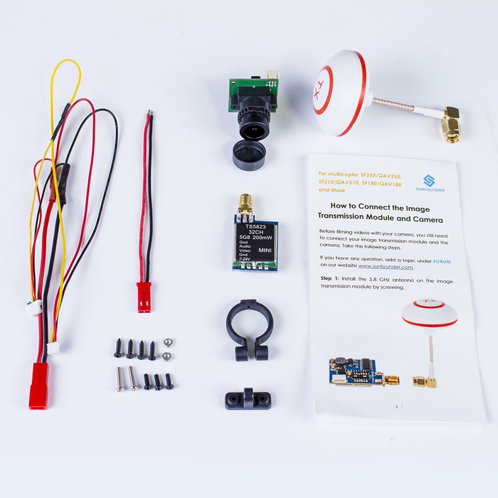 SunFounder FPV Image Transceiver Kit with 700TVL HD Camera + 200mW Mini TS5823 32 Channel AV Transmitter + 5.8G Mushroom Antenna