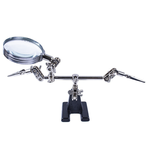 Helping Third Hand Soldering Iron Base Stand with Vise Clamp 5x Magnifying Glass