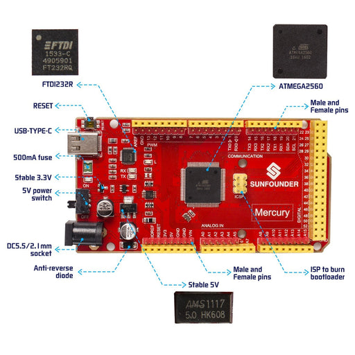 SunFounder Mercury Board - Compatible with Arduino Mega2560