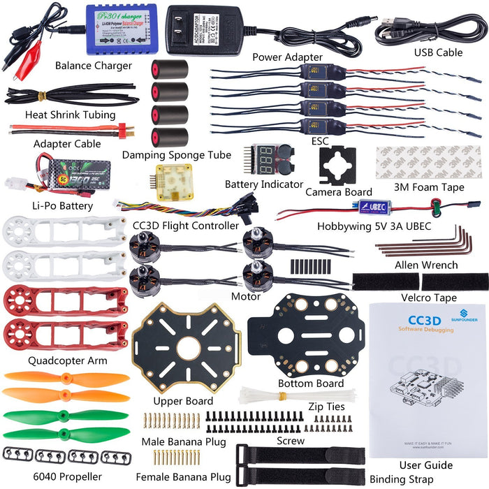 SunFounder Q250 250mm FPV 4-Axis Racing Quadcopter Drone Frame Kit CC3D Hobbywing EMAX