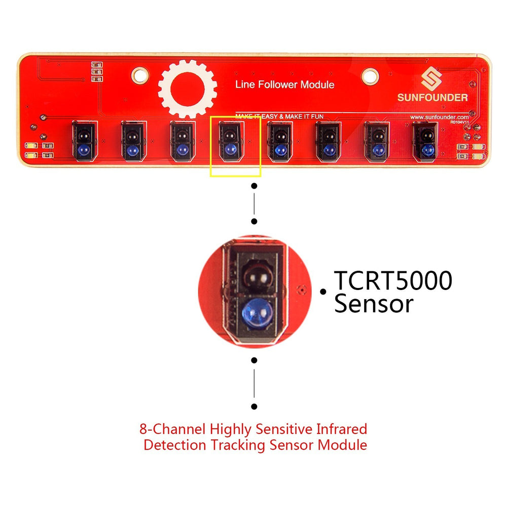 SunFounder 8-Channel Infrared Detection Tracking Sensor Module for Smart Car