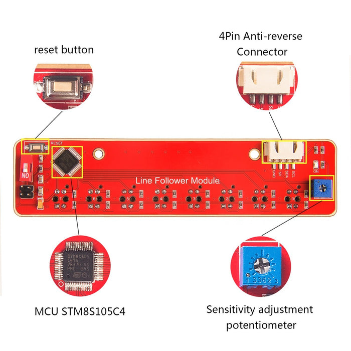 SunFounder 8-Channel Infrared Detection Tracking Sensor Module for Smart Car