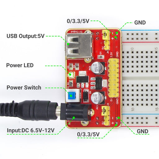 MB102 Breadboard Power Supply Module 3.3V/5V Solderless Breadboard