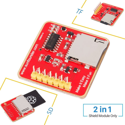 SunFounder SD TF 2 in 1 Card Reader Memory Card Shield Module SPI Interface for Arduino