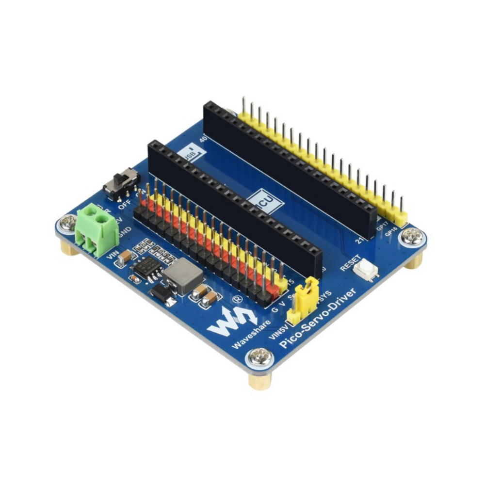 Servo Driver Module for Raspberry Pi Pico, 16-ch Outputs, 16-bit Resolution
