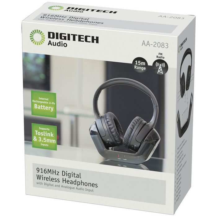 Wireless Stereo Headphones with TOSLINK - 900MHz