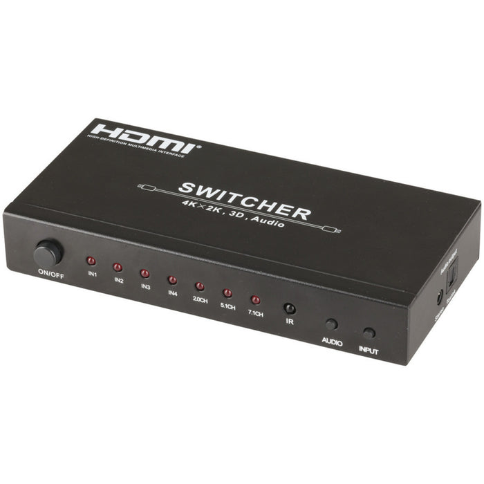 4 Input HDMI Switcher with Digital & Analogue Audio Splitter