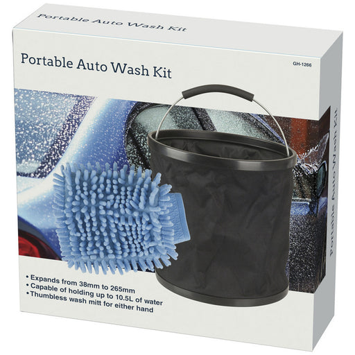 Collapsible Bucket and Wash Mitt Kit