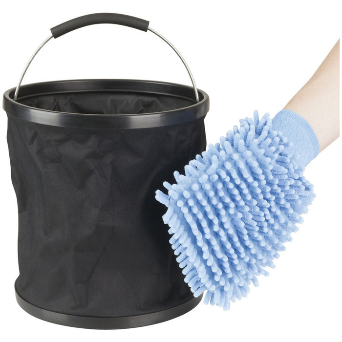 Collapsible Bucket and Wash Mitt Kit