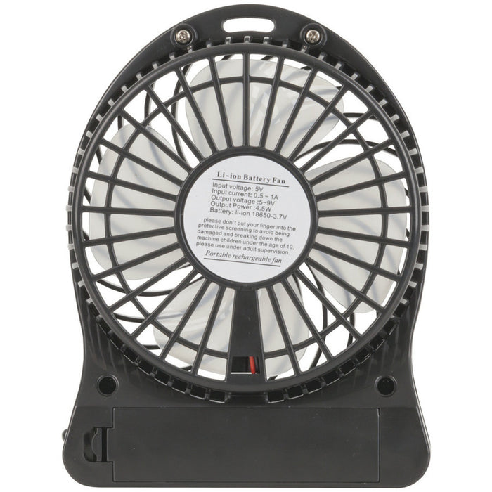 Mini USB Rechargeable Fan with LED Light - Black