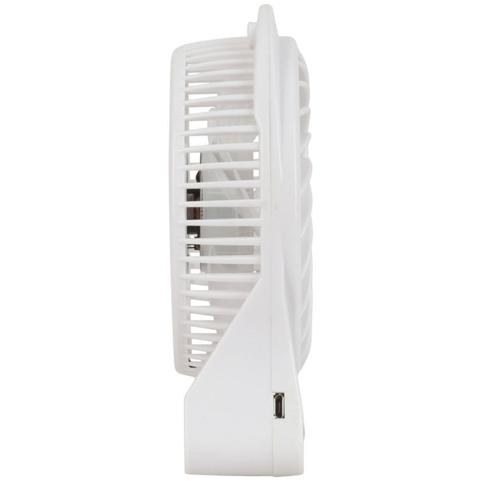 Mini USB Rechargeable Fan with LED Light - White