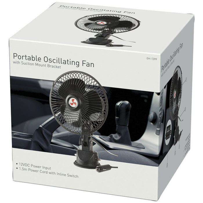 12VDC Oscillating Fan with Suction Mount Bracket