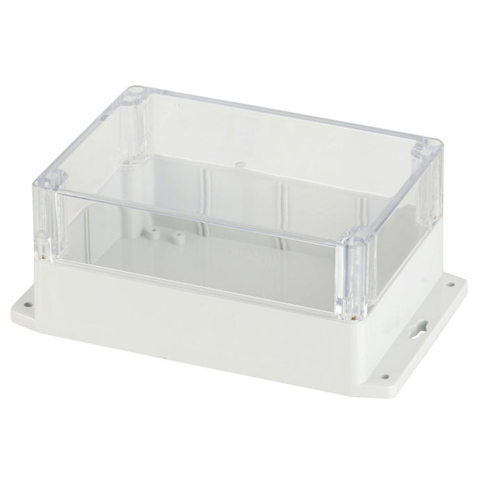 IP65 Sealed Polycarbonate Enclosures - Light Grey with Clear Lid with Mounting Flange 171(W) x 121(D) x 80(H)mm