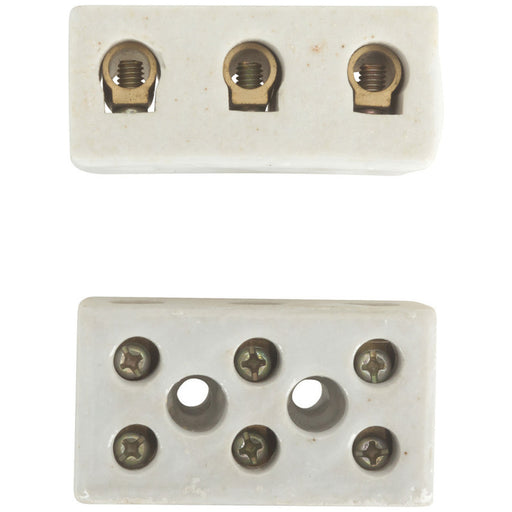 3 Wire Porcelain Terminal Block - 30 amp