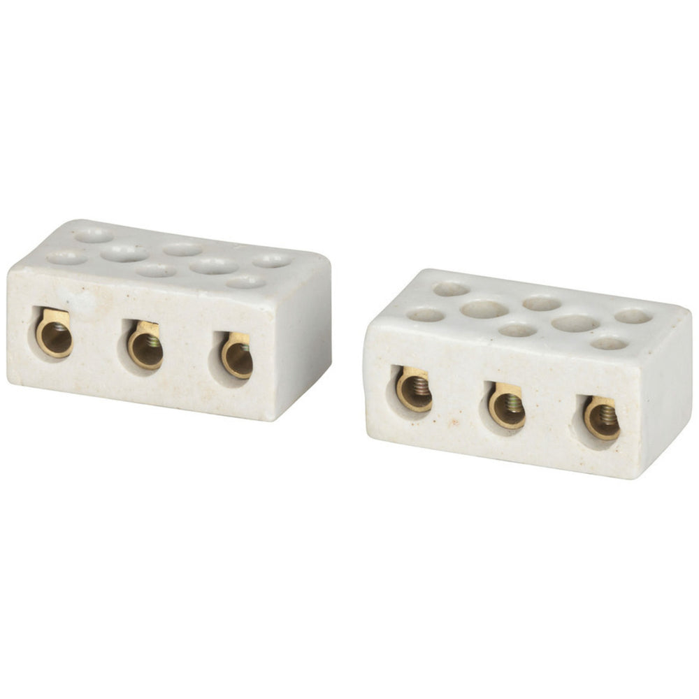 3 Wire Porcelain Terminal Block - 30 amp