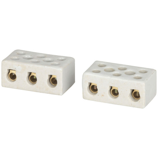 3 Wire Porcelain Terminal Block - 30 amp