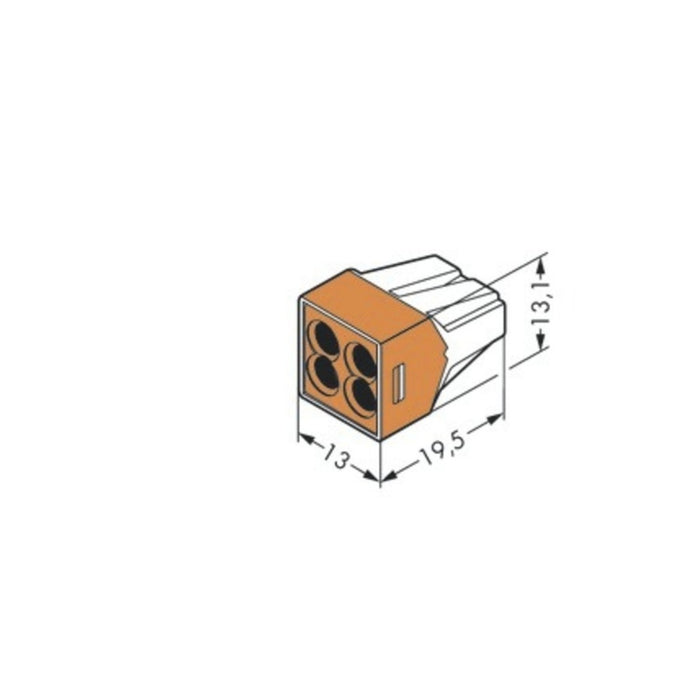 4 Way Orange WAGO PUSH WIRE Connector