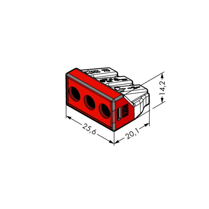 3 Way Red WAGO PUSH WIRE Connector