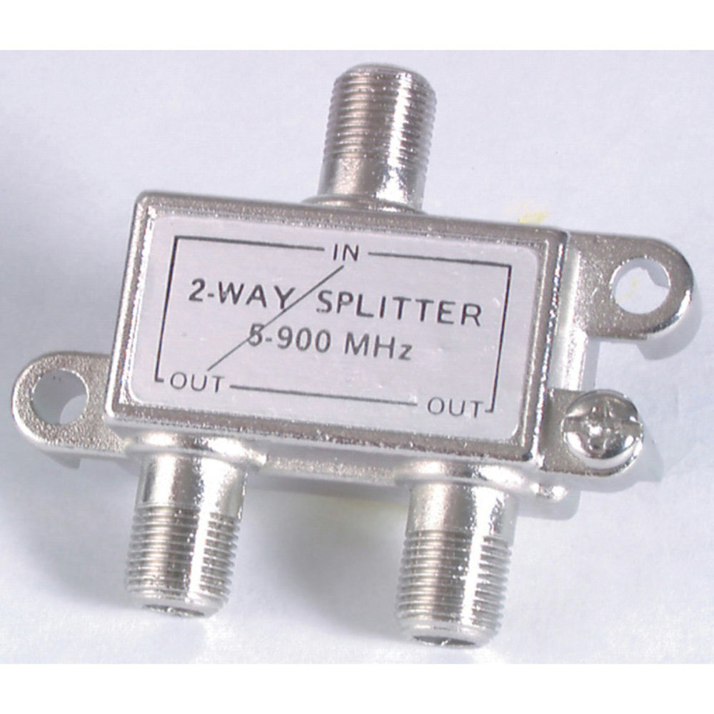 Two Way TV Splitter with Power Pass - F Connectors - Die Cast