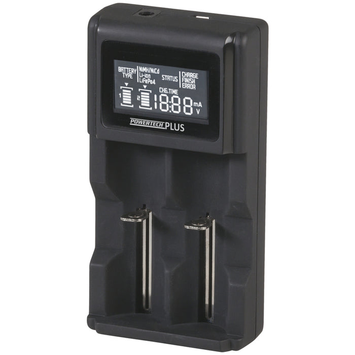 Universal Dual Channel Li-ion and Ni-MH Battery Charger with LCD Backlit display