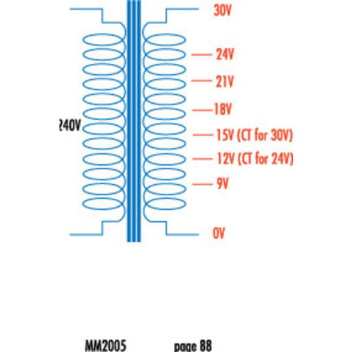 9-30V, 60VA, 2A Multi-Tapped - Type 2165 Transformer