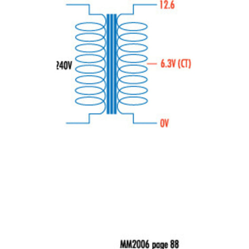 12.6V CT, 150mA, 1.9VA Centre Tapped Transformer â€“ Type 2851