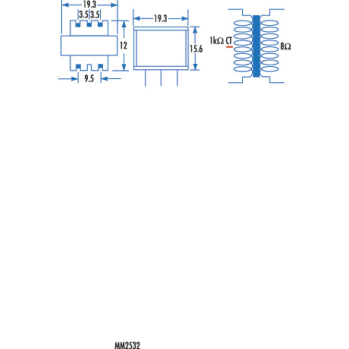 1K ohm Centre Tapped - 8 ohm Output Transformer