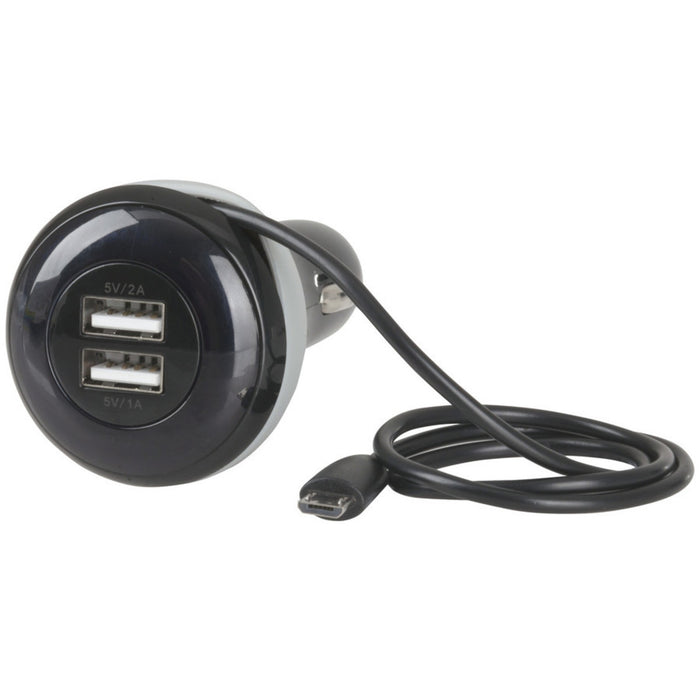 4.2A USB Car Charger with Micro USB Lead and 2 x USB Sockets