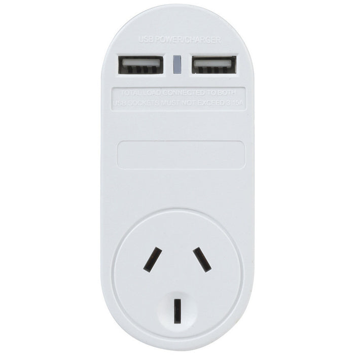 2 USB Outlet 3.1A Charger with Mains Power Outlet