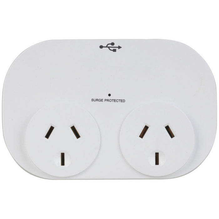 Double Adaptor with 2 x USB ports 2.4A Total