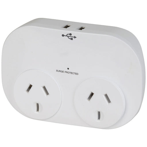 Double Adaptor with 2 x USB ports 2.4A Total